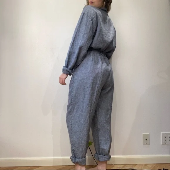 Vintage Flax Blue Plaid Pants Set - Picture 4 of 7